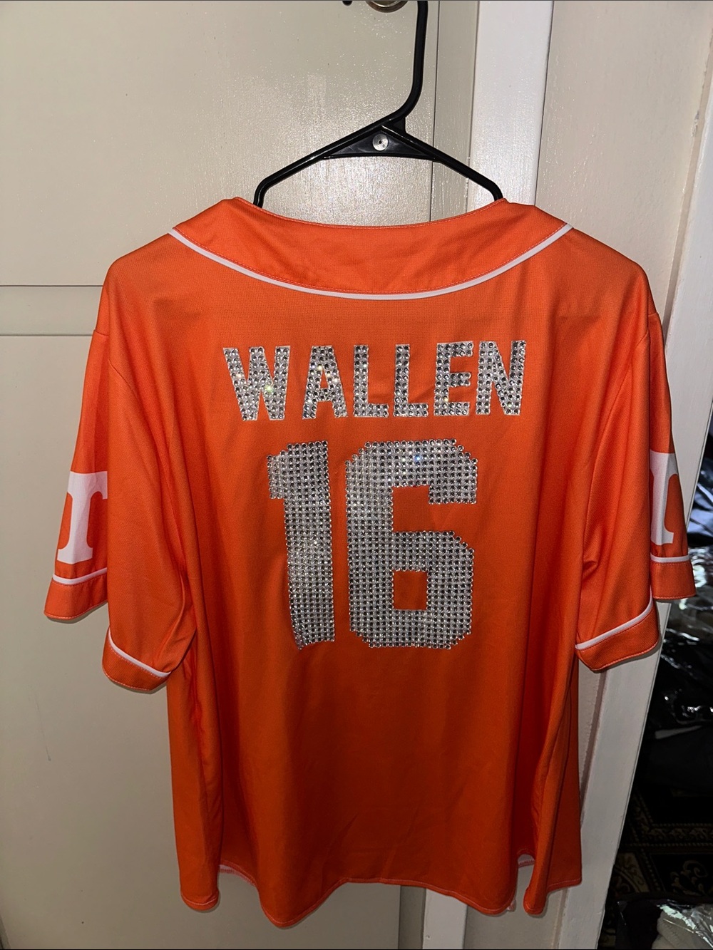 Orange Rhinestone 'Wallen 16' Short-Sleeve Men's Jersey